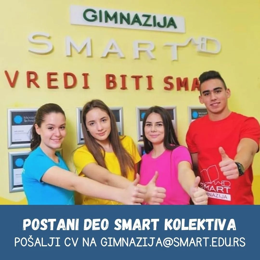 #posao 📍Gimnazija Smart u Novom Sadu traži nastavnika/cu programerskih predmeta. Svi zainteresovani mogu da pošalju svoju biografiju na 📧 gimnazija@smart.edu.rs.